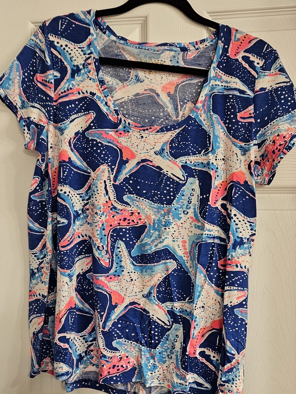 Lilly Pulitzer Dori Tee Starfish Indigo Star Struck Print Sz XL